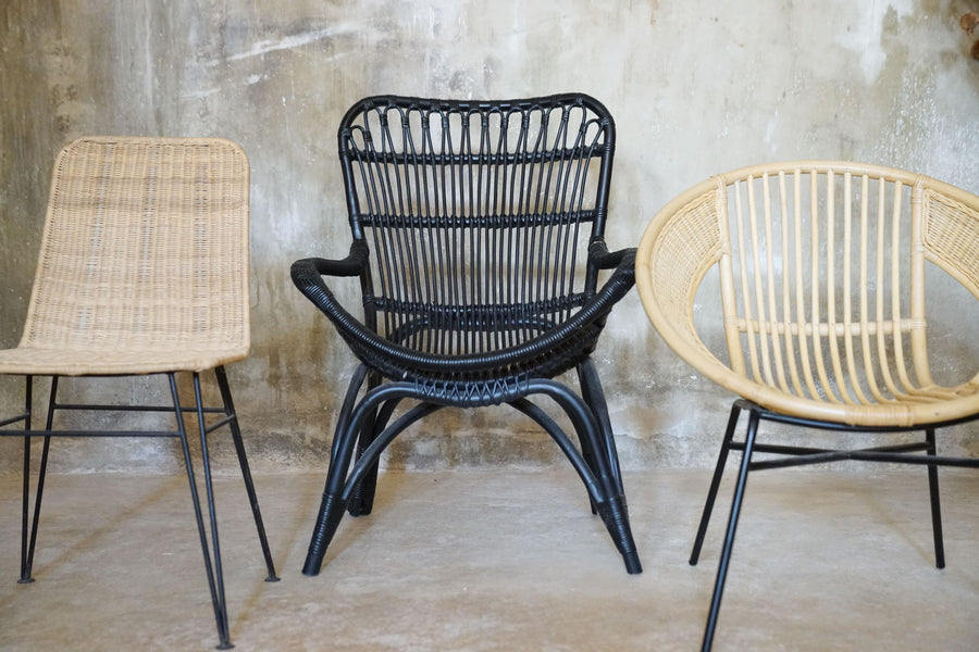 BAMBOO AND IRON ROUND CHAIR